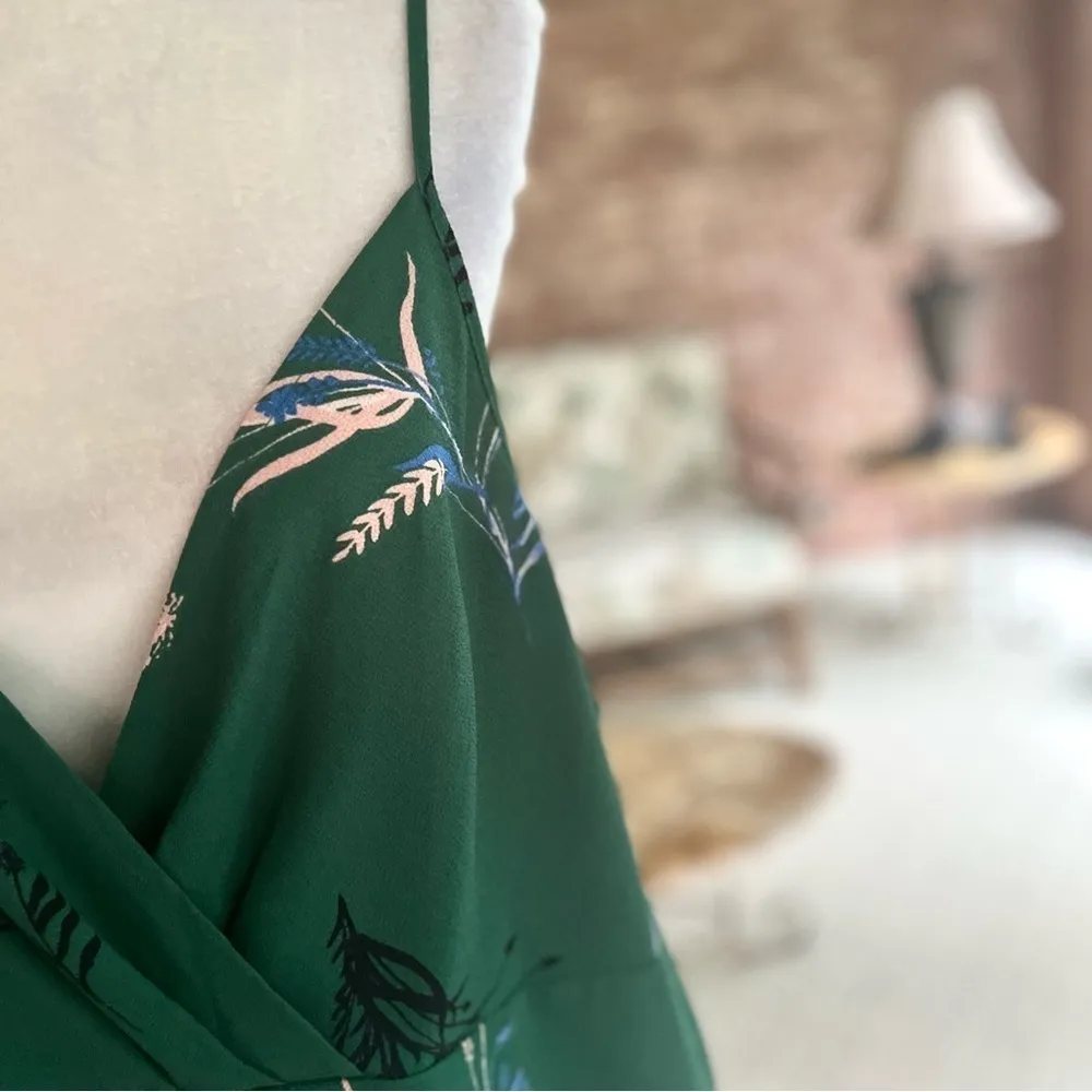 Leith Tank Top Green Floral Asymmetrical Hem Camisole XXL Garden Dressy Party - Image 5