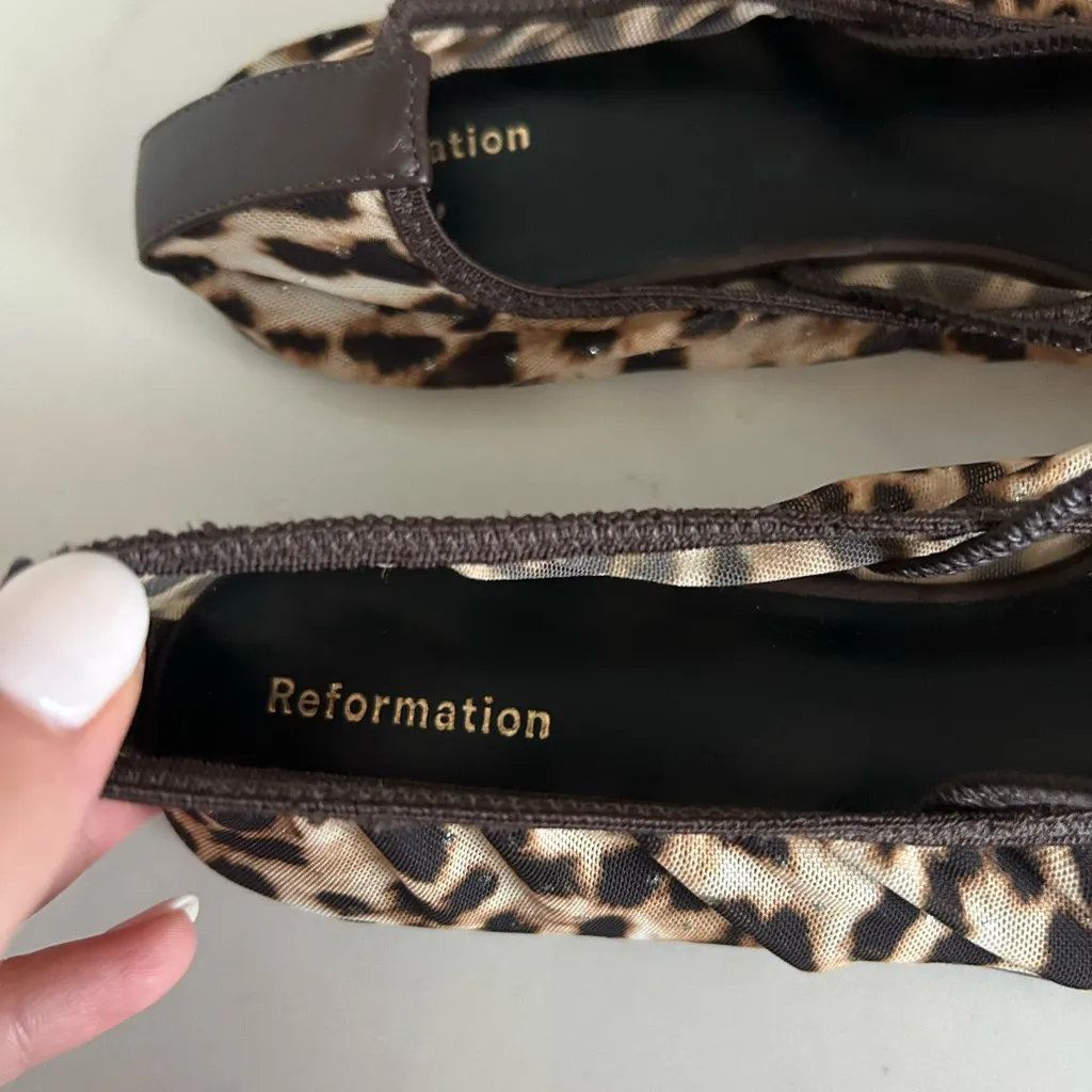 Reformation Marvin Ballet Leopard Flats - Image 3