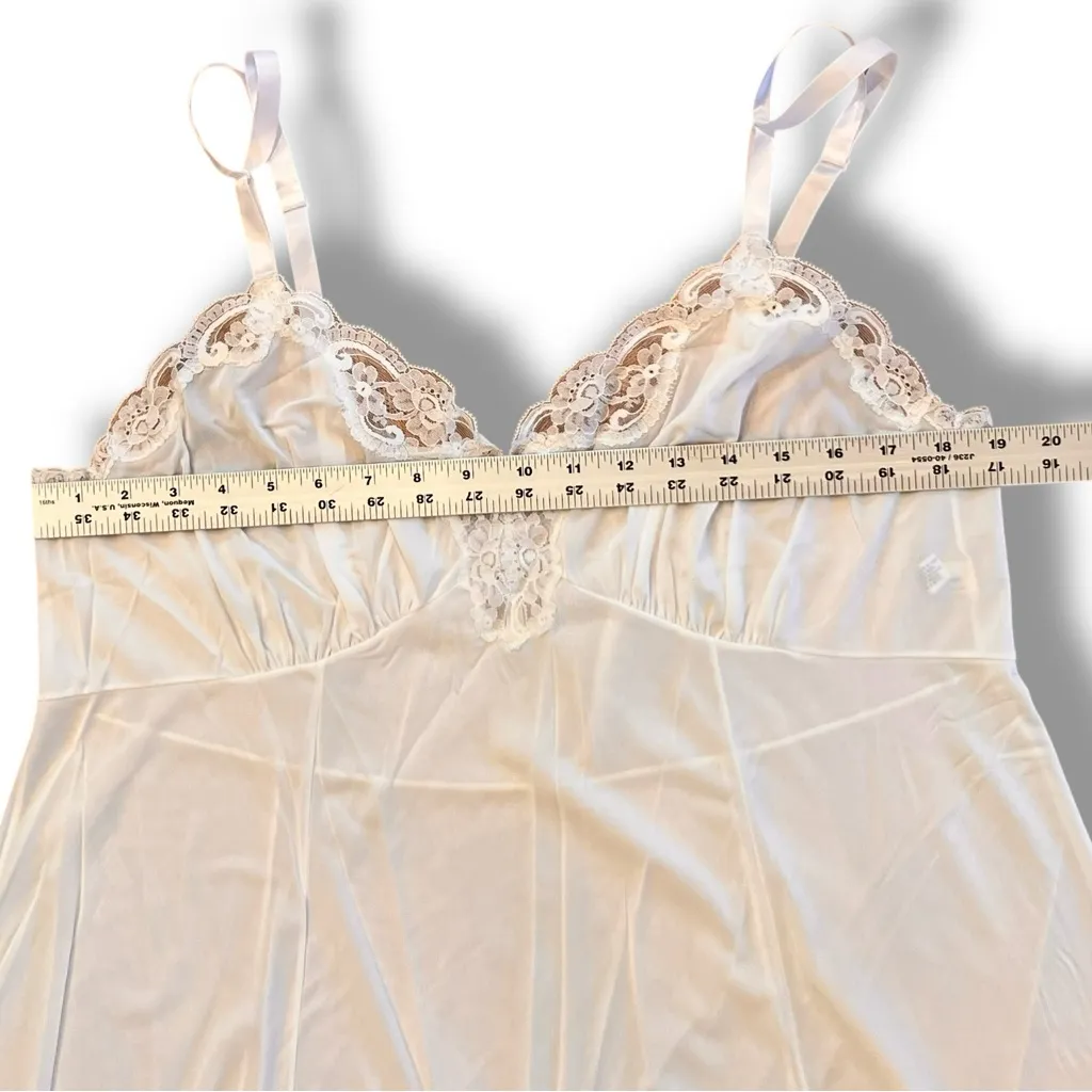 VTG SHADOWLINE Lace Trim Nightgown Slip Dress 44 Strappy Beige Made In USA Size undefined - Image 6