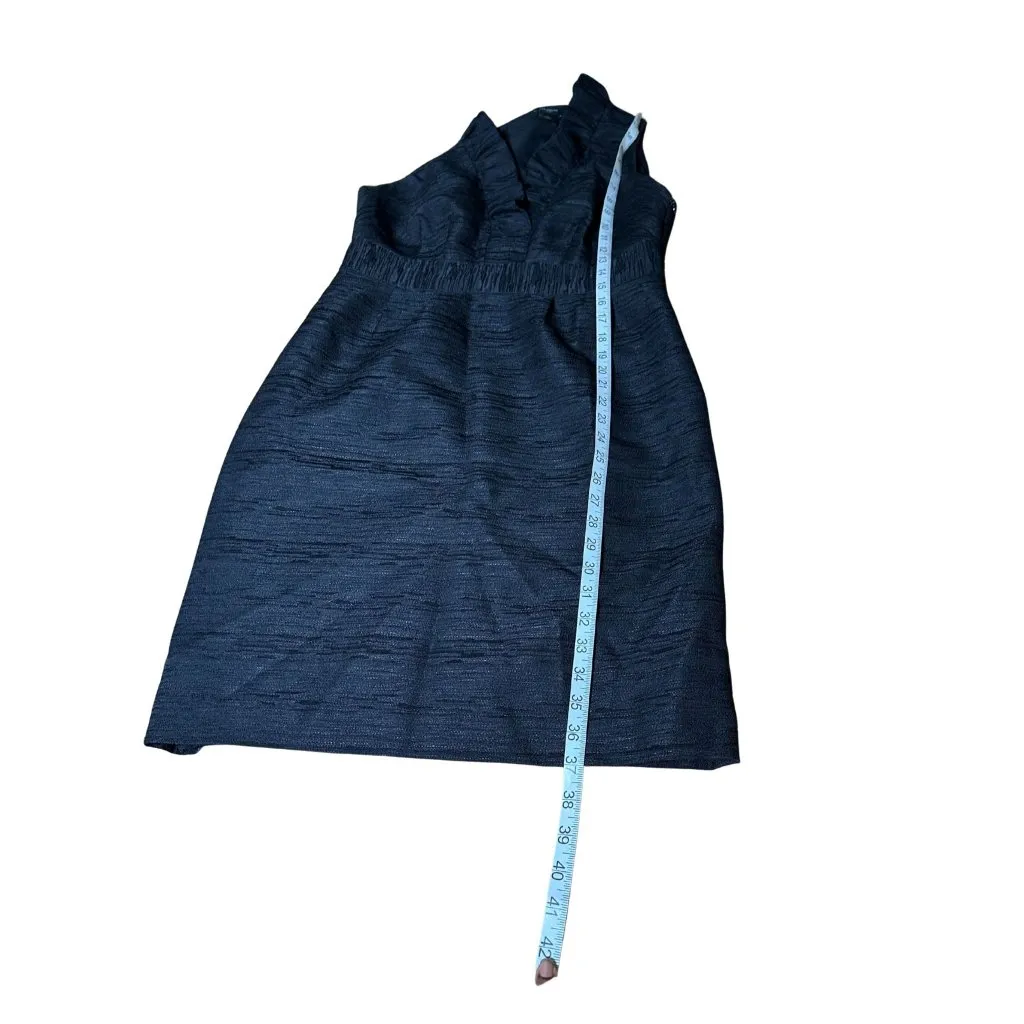 Ann Taylor Halter Dress Size 4 Ruffle Neck Black Textured Sleeveless Office Work - Image 7