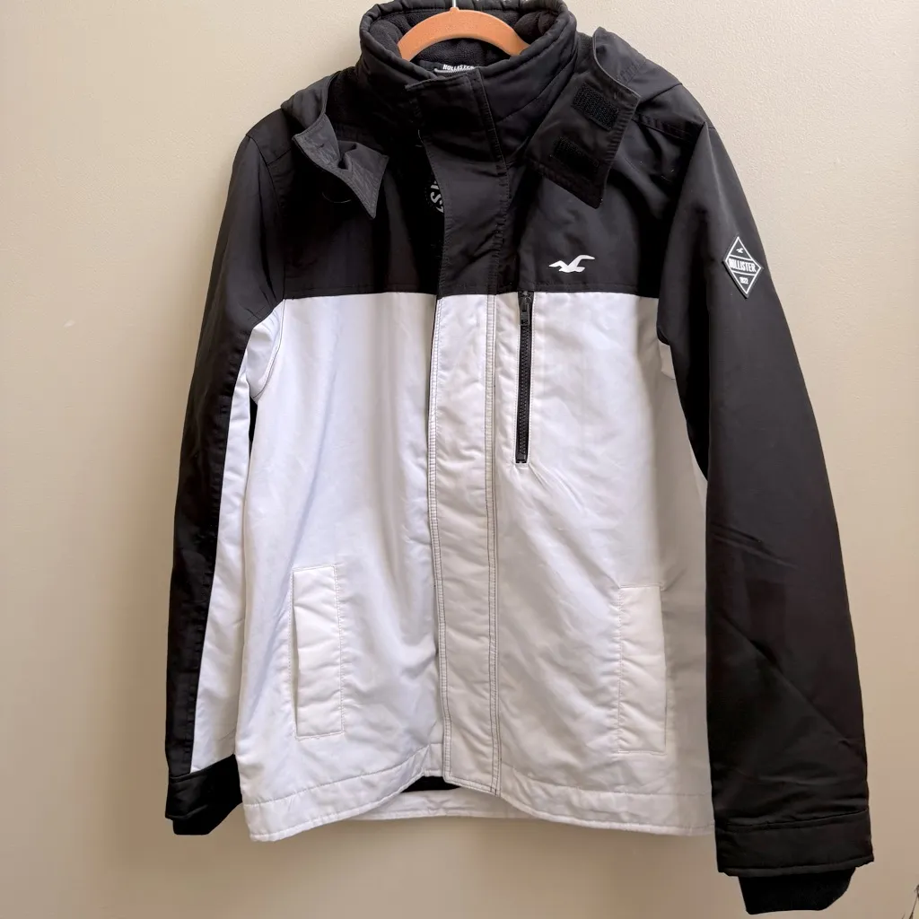 Hollister All-Weather Jacket Y2K coat white & black Size Large - Image 2