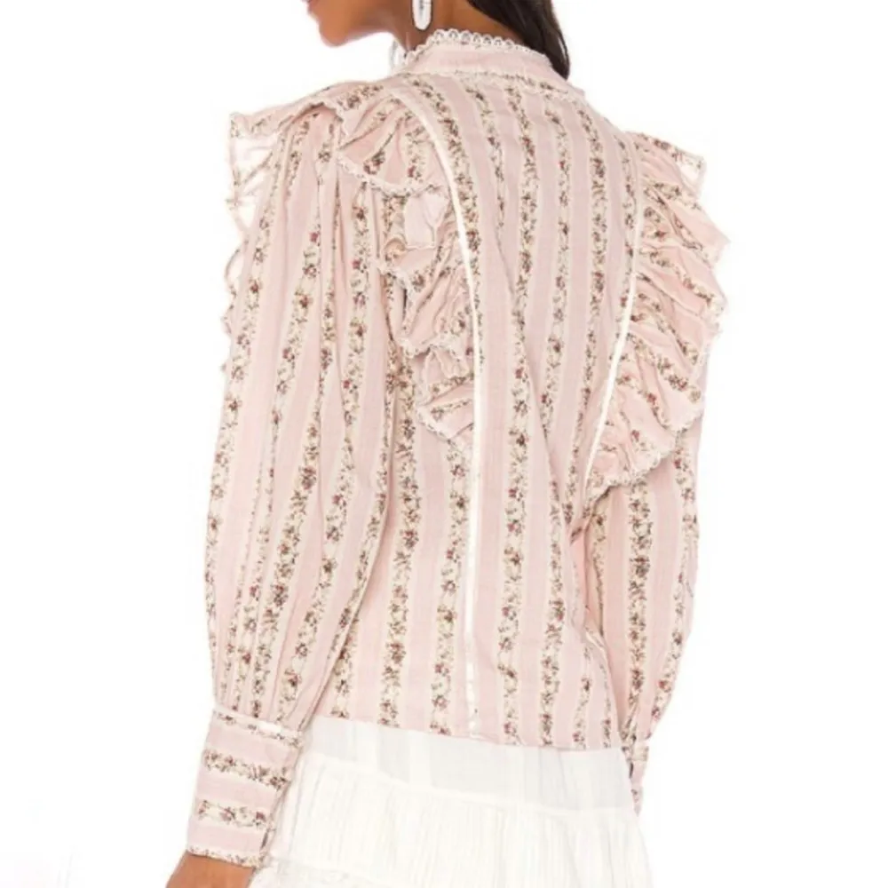 LoveShackFancy 100% cotton cottage core blouse in light pink NWT - Image 2