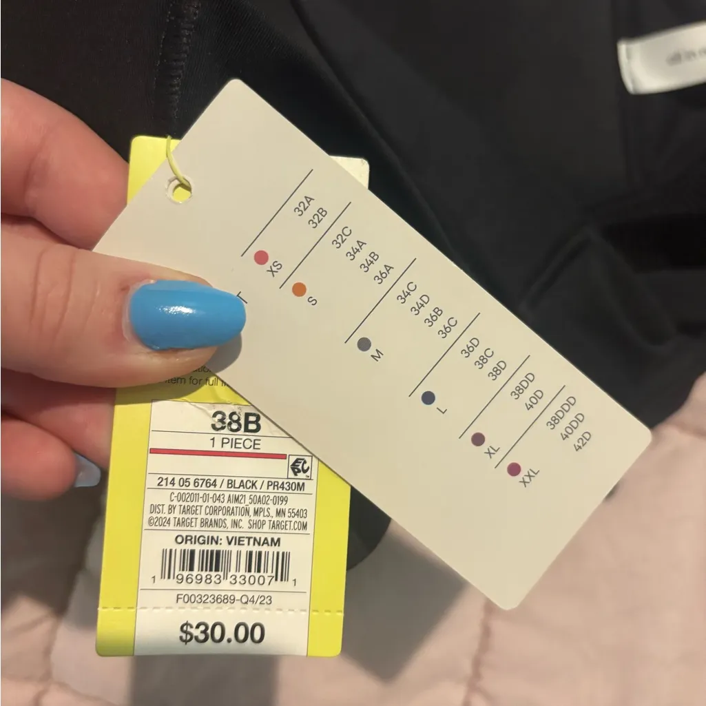 NWT All in Motion Black Sports Bra Size 38B - Image 4