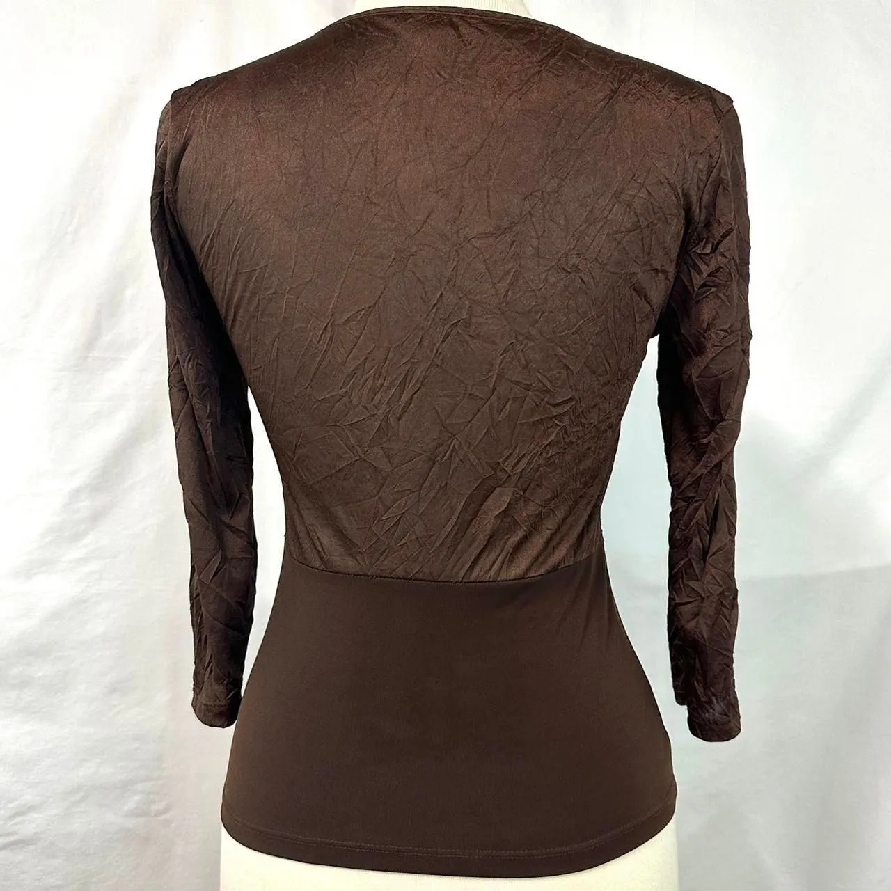 AMY BYER Vintage 2000s Y2K Brown Layered Shrug Tank Top Beaded Womens M Bohemian - Image 4