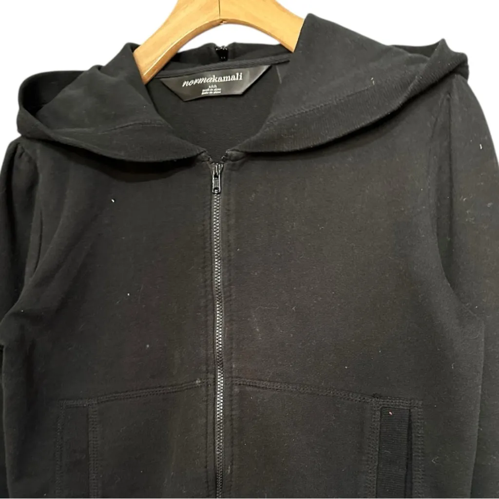 Norma Kamali Women’s S Black Full Zip Peace Sign Graphic Back Hoodie Sweatshirt - Image 3