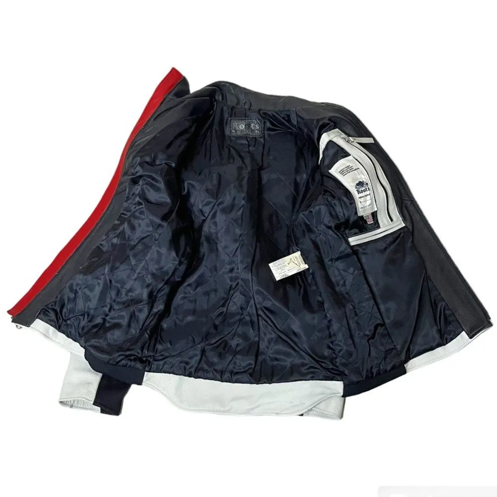 ROOTS CANADA White leather Jacket USA Team 2006 Paralympics Size Small RARE - Image 8