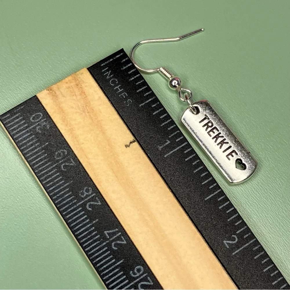 Silver Tone Trekkie Heart Cutout Earrings - Image 3