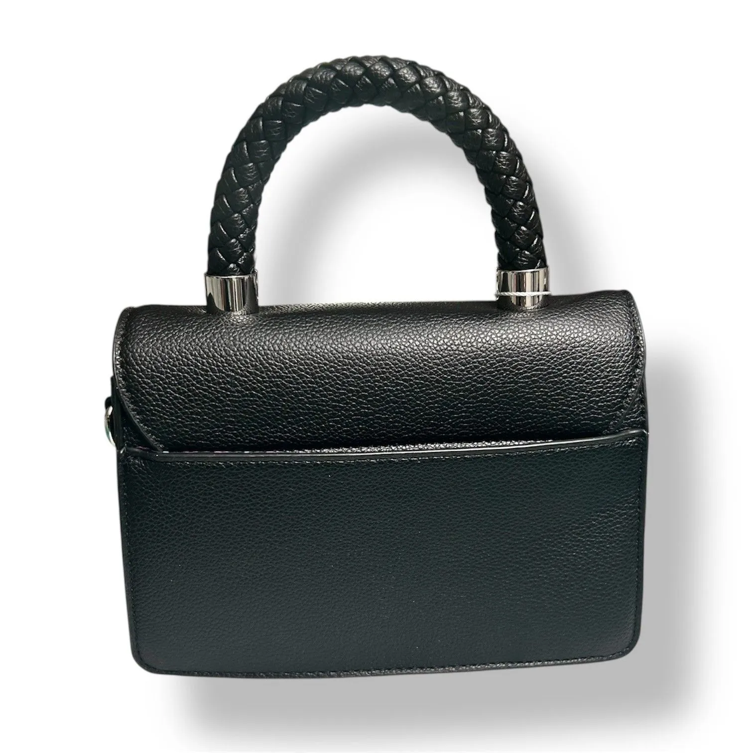 CXL by Christian Lacroix Black Jardin Braided Handle Crossbody Bag Vegan Leather - Image 7