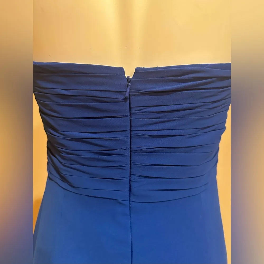 Bill Levkoff Blue Wedding Evening Cocktail Party Maxi Strapless Dress S… - Image 8
