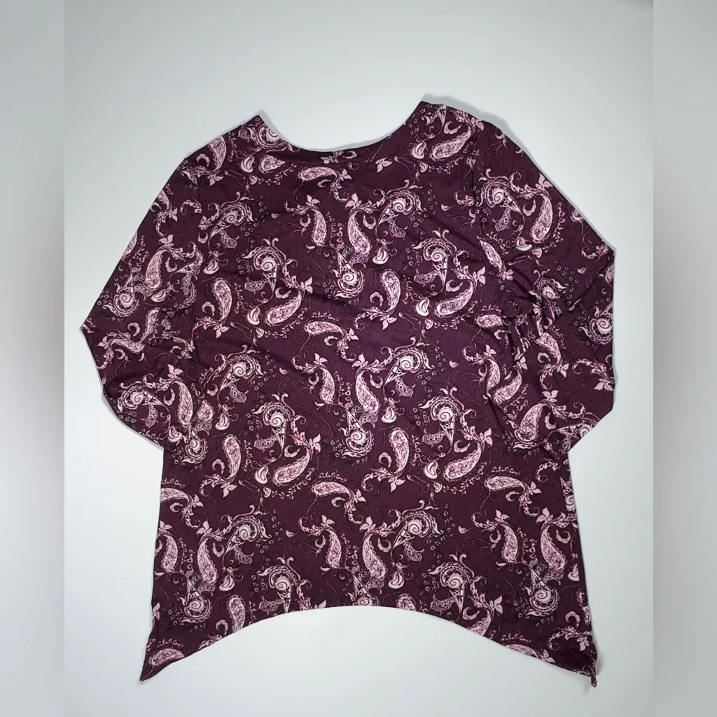 Carol Rose Plum Paisley Blouse with Embellished Collar 💜 - Image 8