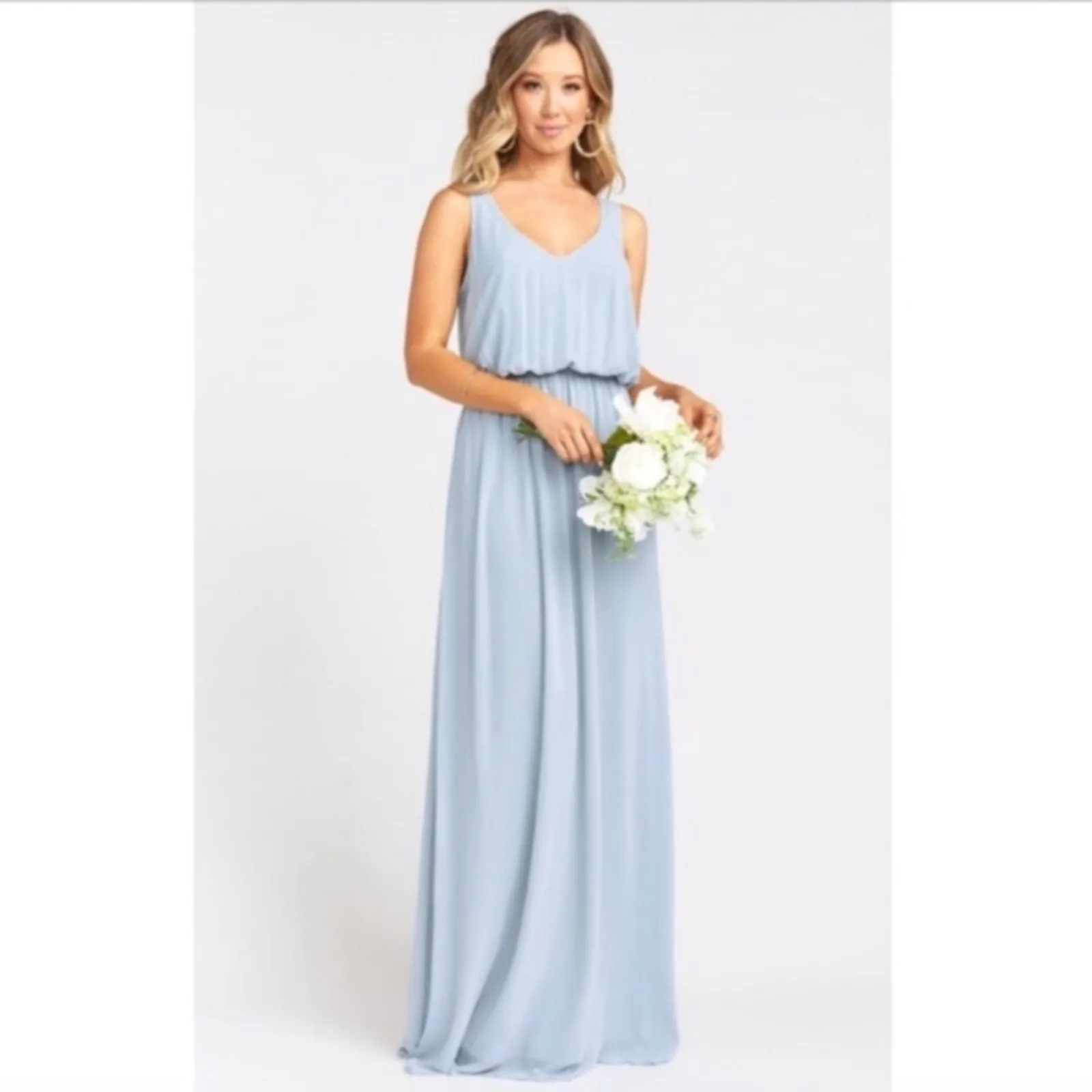 NWT Show Me Your Mumu Kendall STEEL blue maxi dress MEDIUM FLAWED - Image 9