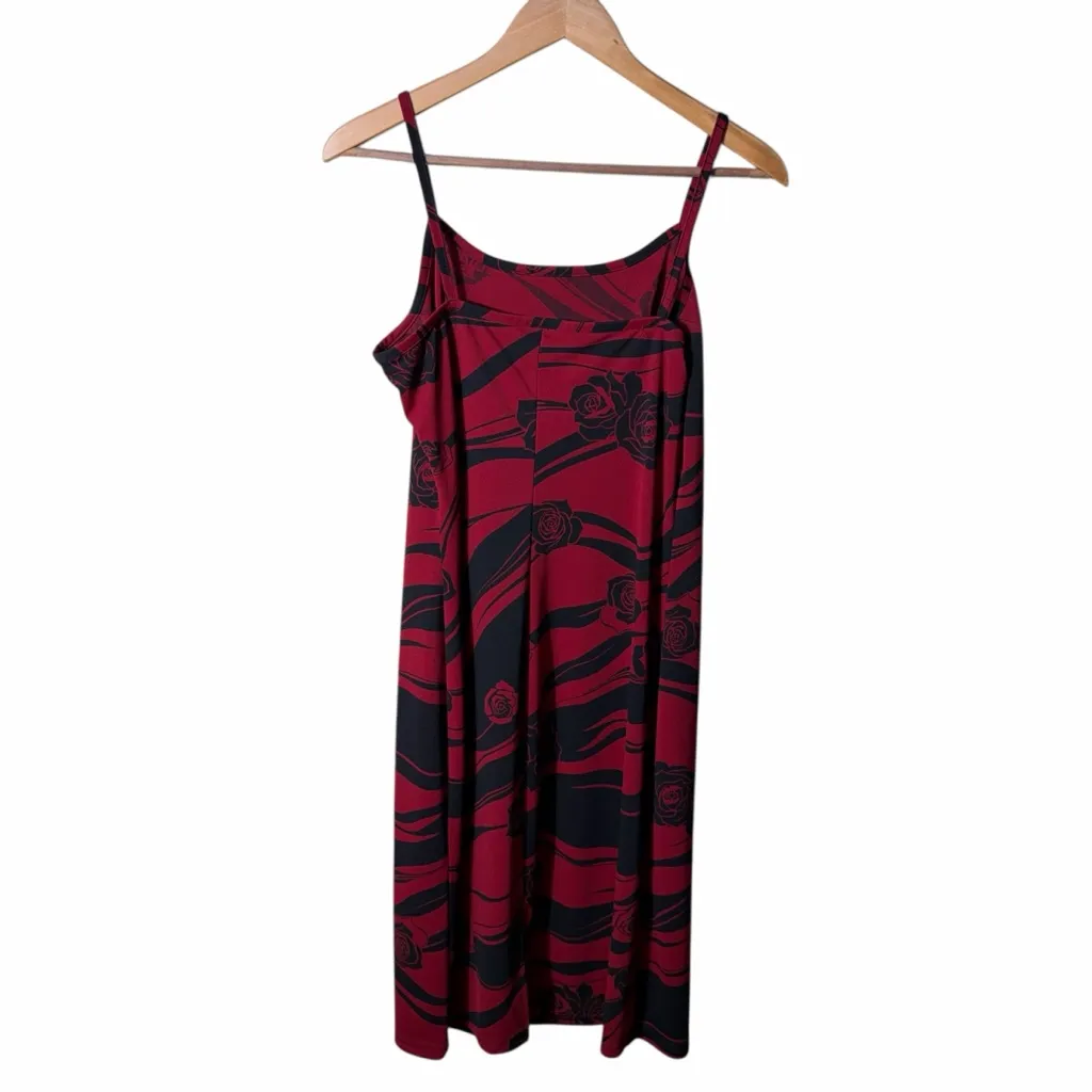 Vintage 90s Grungy WhimsiGoth Rose Dress Black and Red Size 14 - Image 5