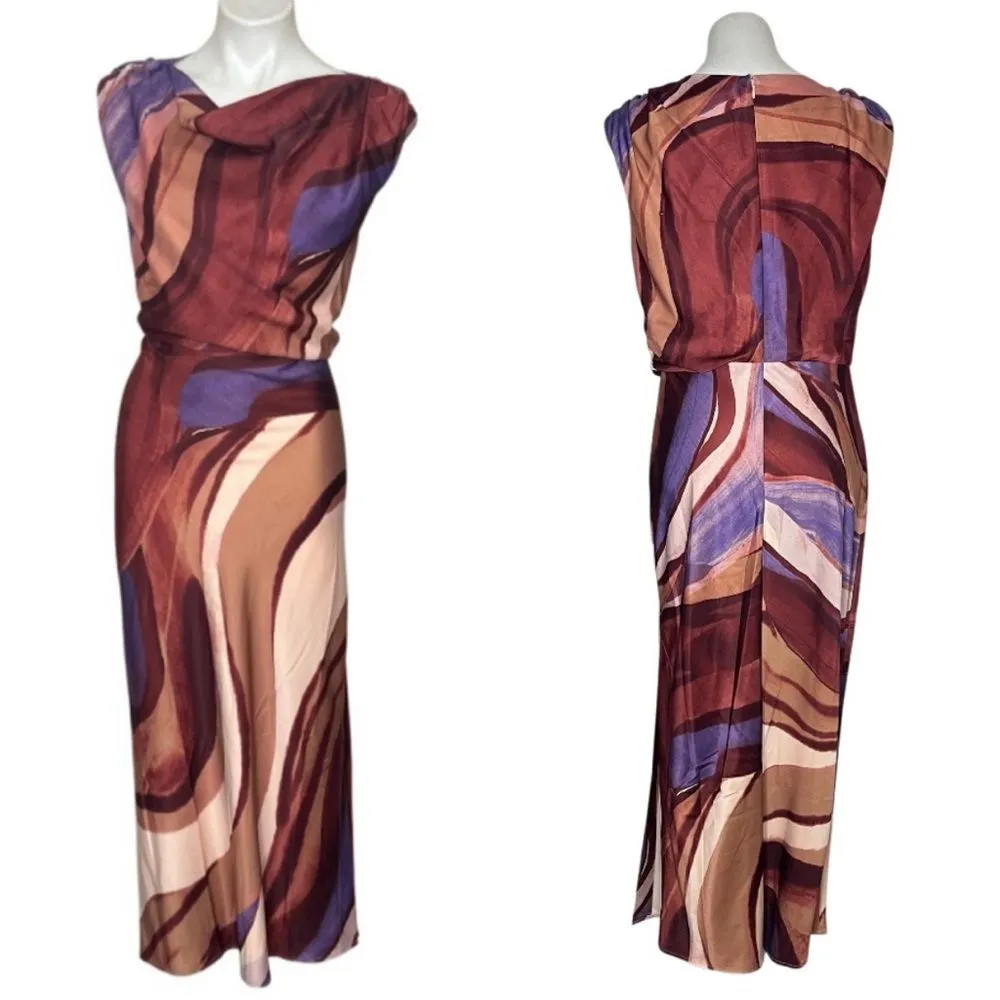 BANANA REPUBLIC Factory Sleeveless Dress Multi Color Abstract Print Size 10 NEW - Image 12
