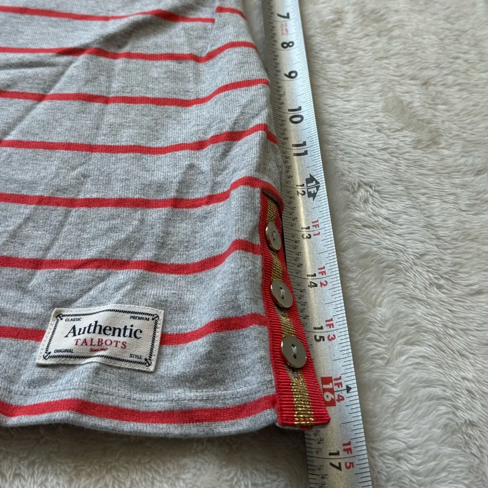 Talbots Authentic Talbots Gray Orange Snowball Stripe Long Sleeve Tee Large - Image 4