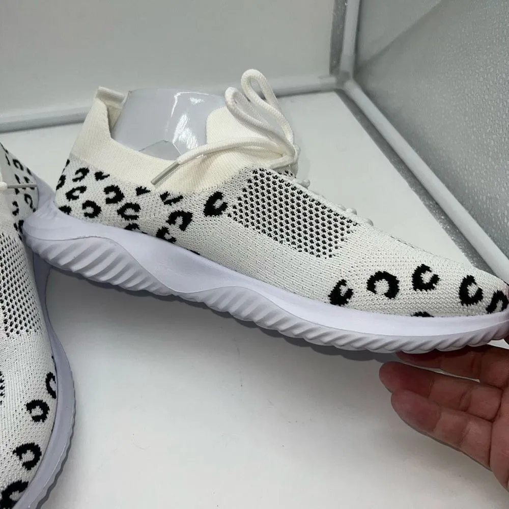 Unbranded White Snow Leopard Spot Knit Sneaker‎ Size 10 - Image 3