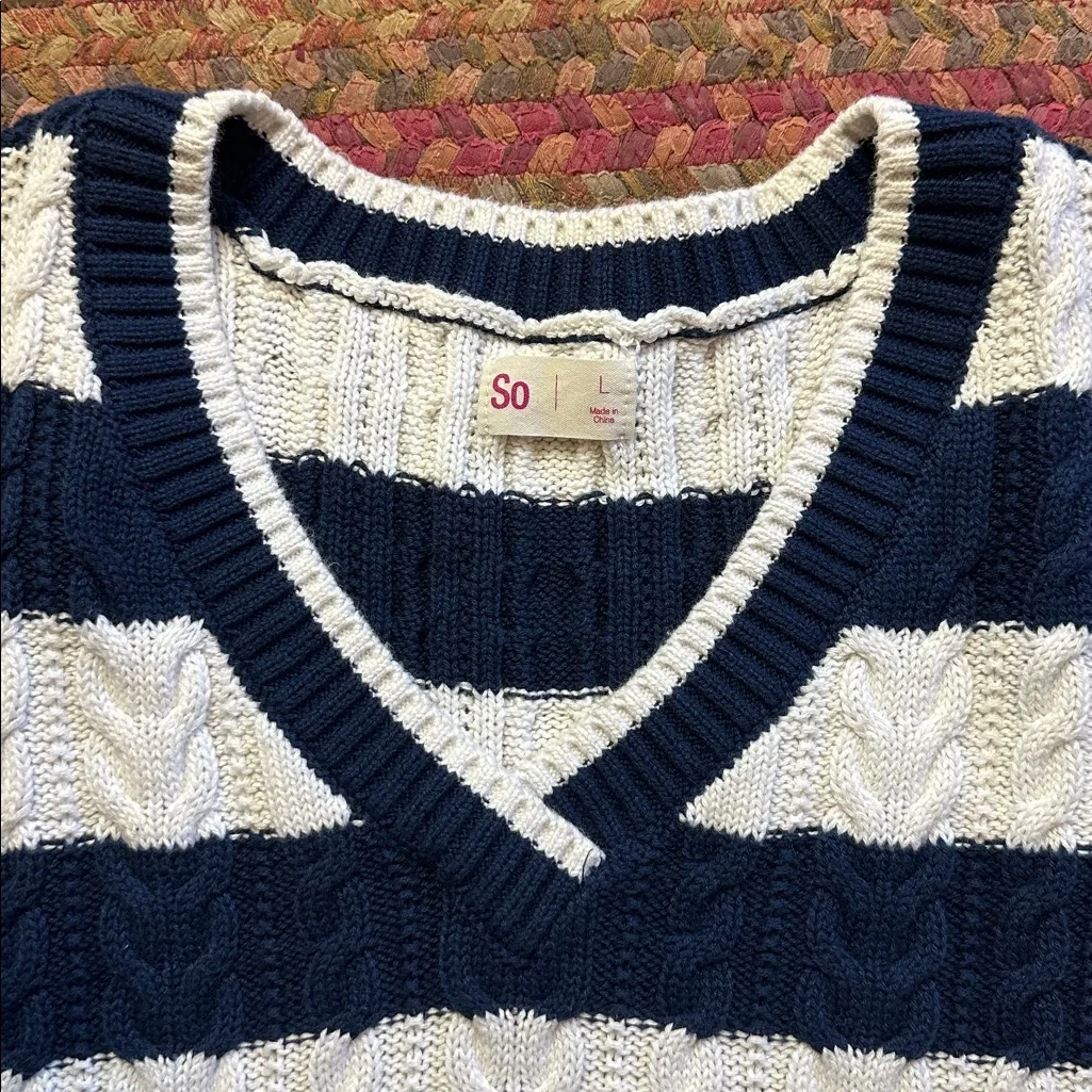NAVY V NECK KNIT SWEATER VEST White Size L - Image 2