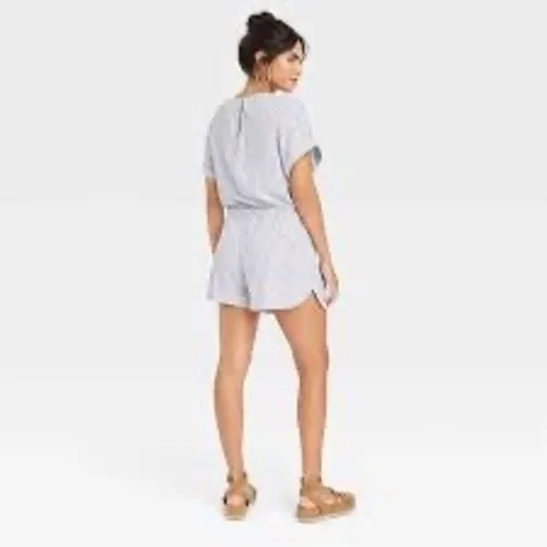 Universal Thread Striped Drawstring Waist Romper Casual Beach Vacation Size L - Image 3