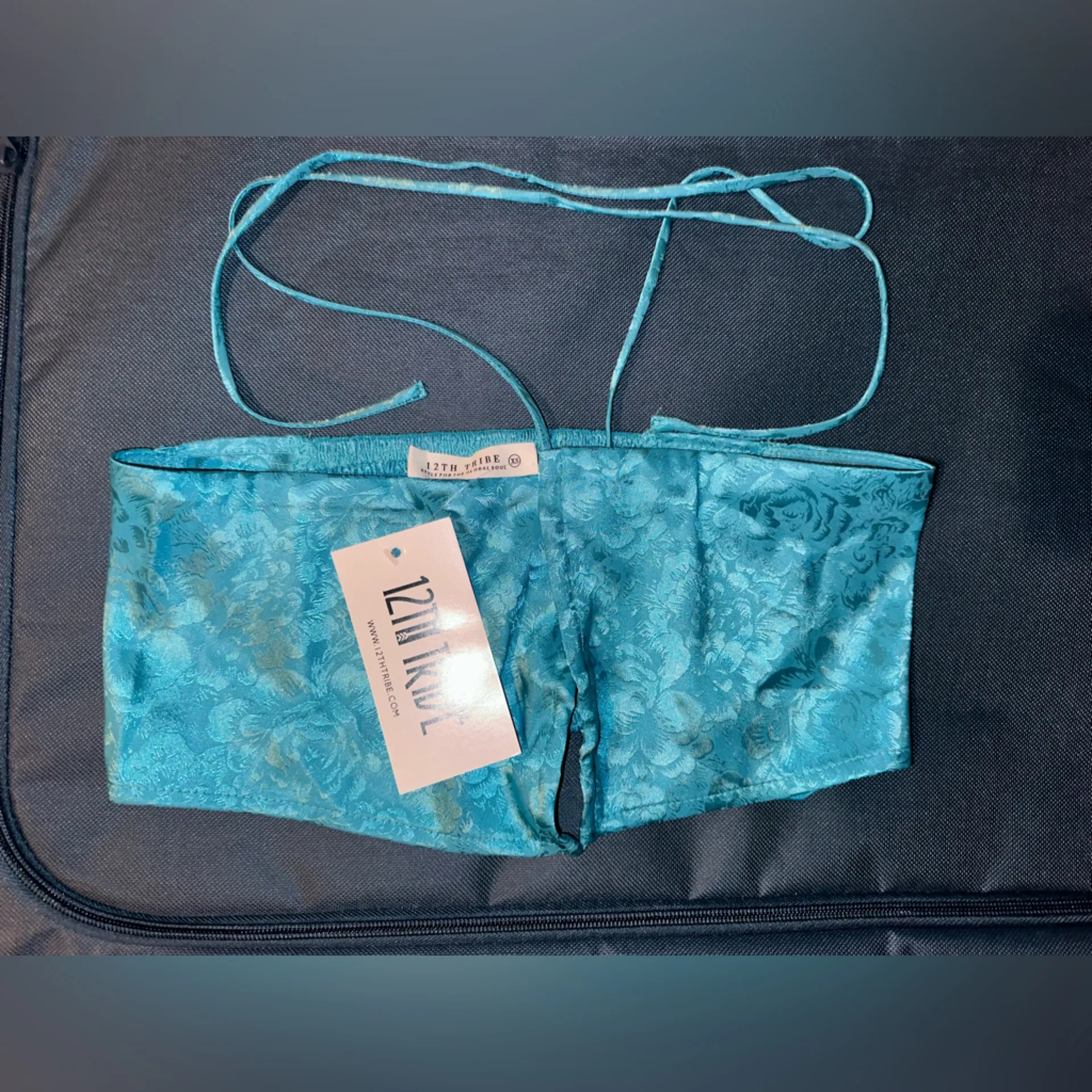 12th Tribe St. Barths Aqua Jacquard Crop Top NWT - Image 6