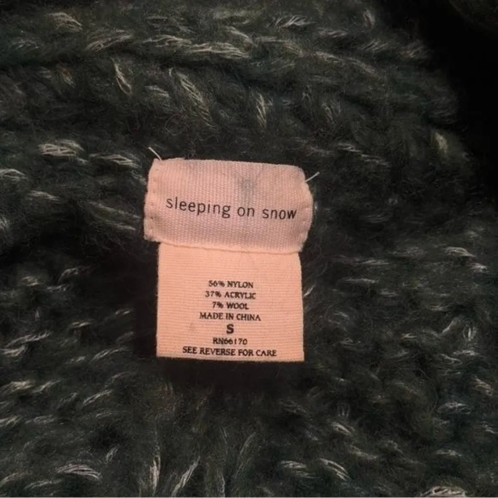 Anthropologie Sleeping on Snow Green Knit Wool Blend Zipup Jacket Cabin Cozy S - Image 10