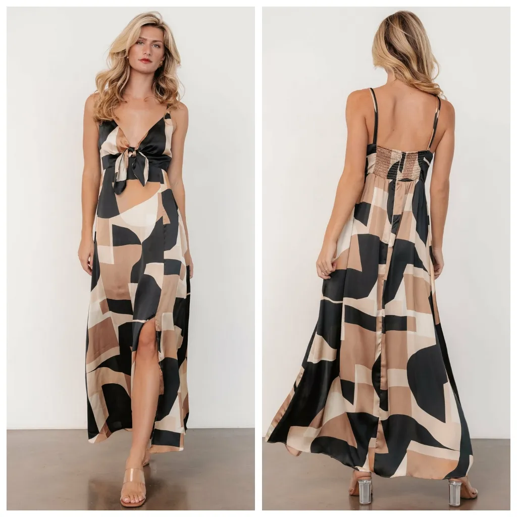 Baltic Born Xanthe Front Tie Geometric Slip Maxi Dress - Image 2