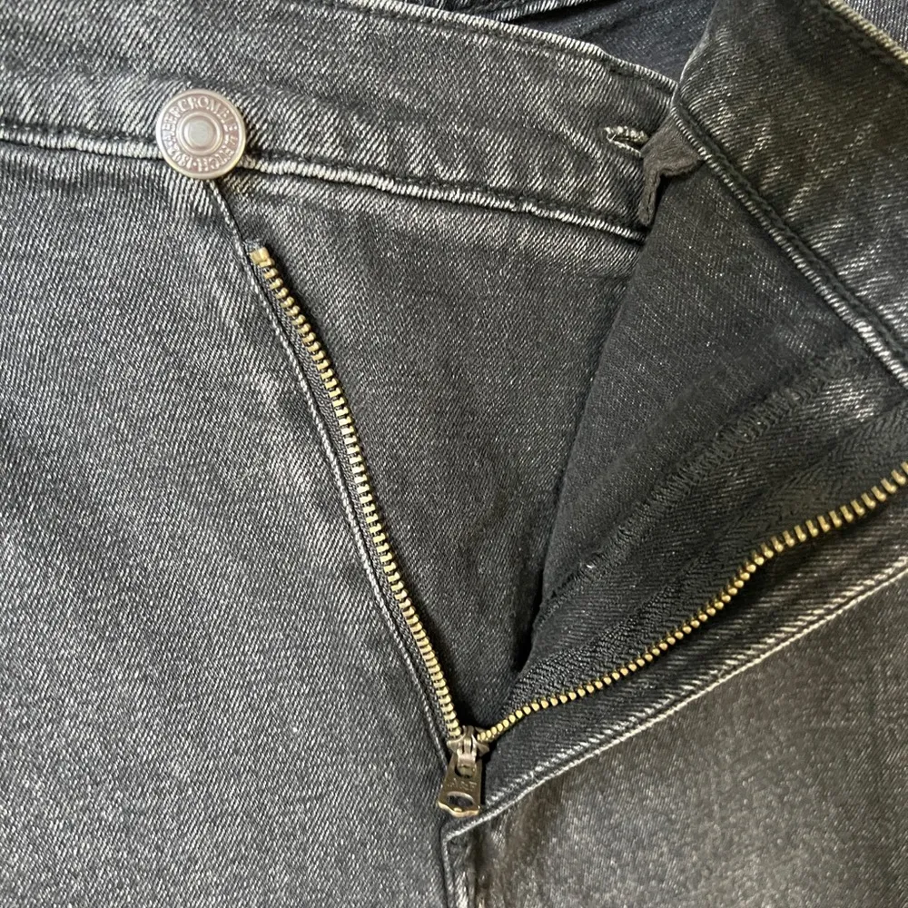 Abercrombie 90s slim straight ultra high rise jean black dark wash plus size - Image 6