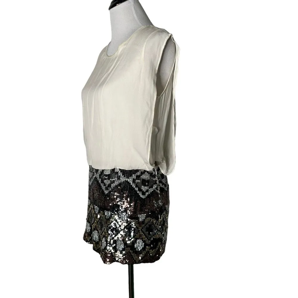 Parker Womens Short Mini Silk Dress Sequin Sleeveless Formal Women Size XS‎ - Image 6