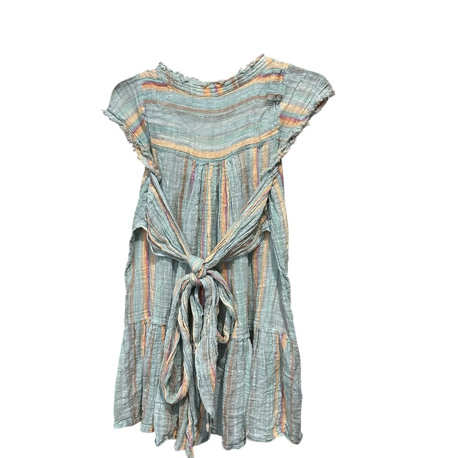 Free People One Maia Wrap Dress Women's Size Small Gauzy Striped‎ Flowy #K13-1 - Image 9