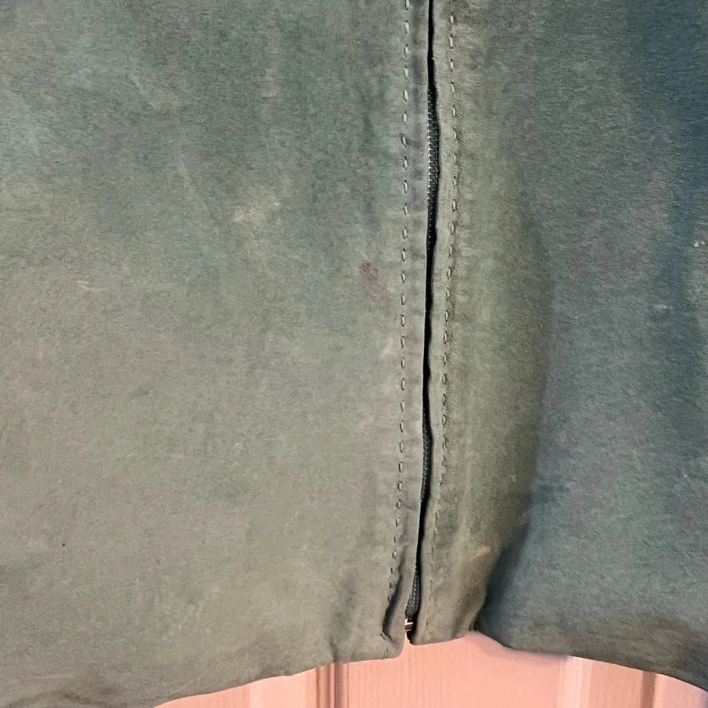 Pendleton Leather Suede Jacket Teal Green Zip Front Lined Size Large - Image 6