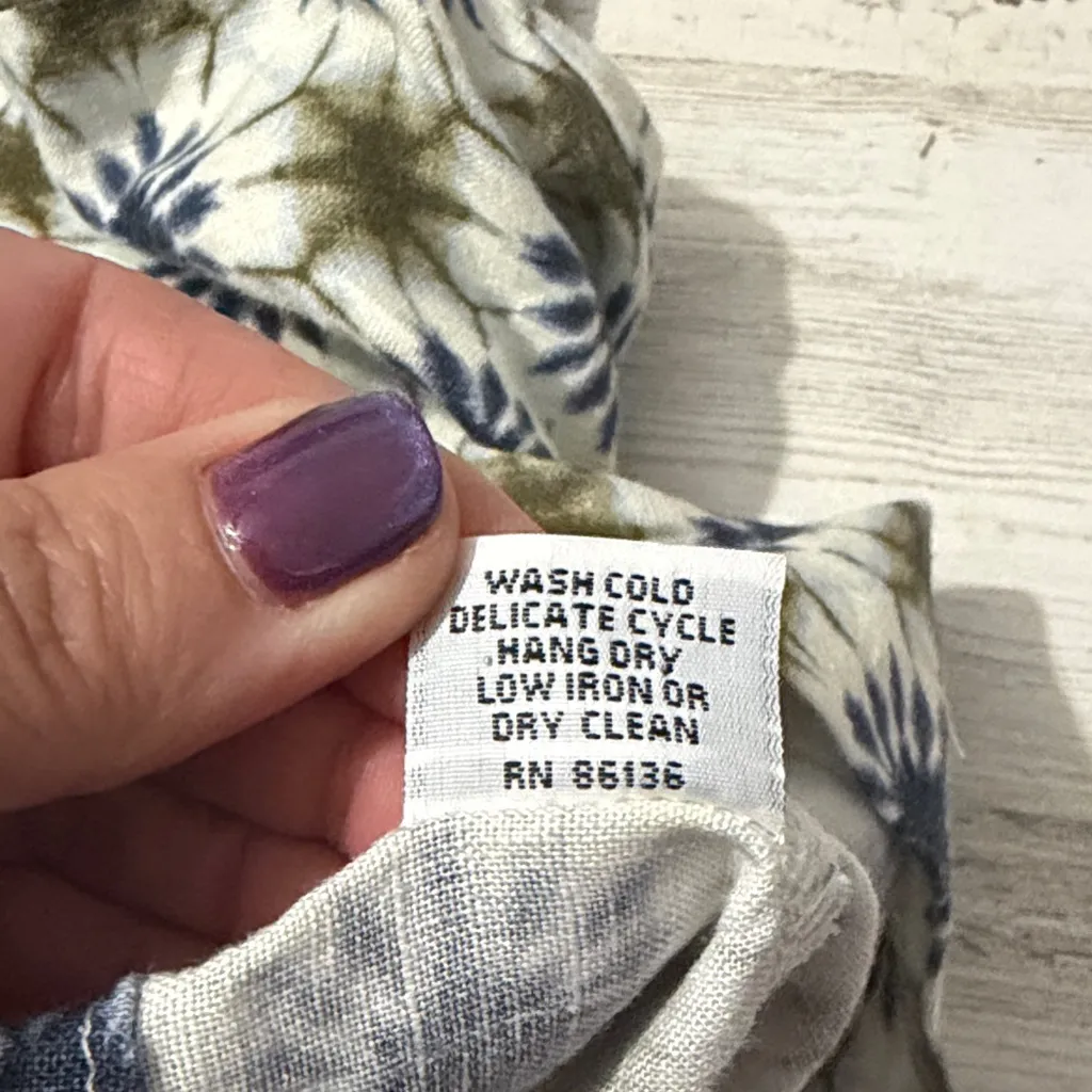 bryn Walker Blue and Brown Starburst Linen Blouse - Image 9