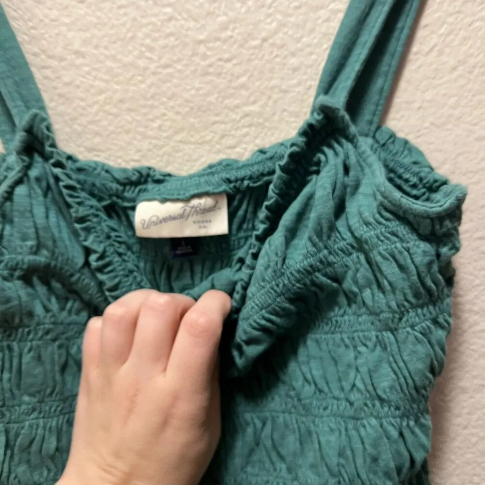 Universal Thread Forest Green Seersucker Mid Cropped Tank Top Size Large - Image 6