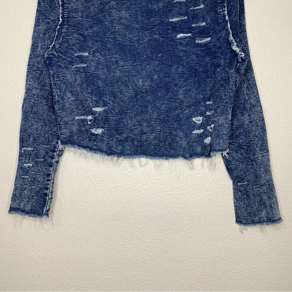 Love, Fire Denim Distressed Long Sleeves Sweater - Image 6