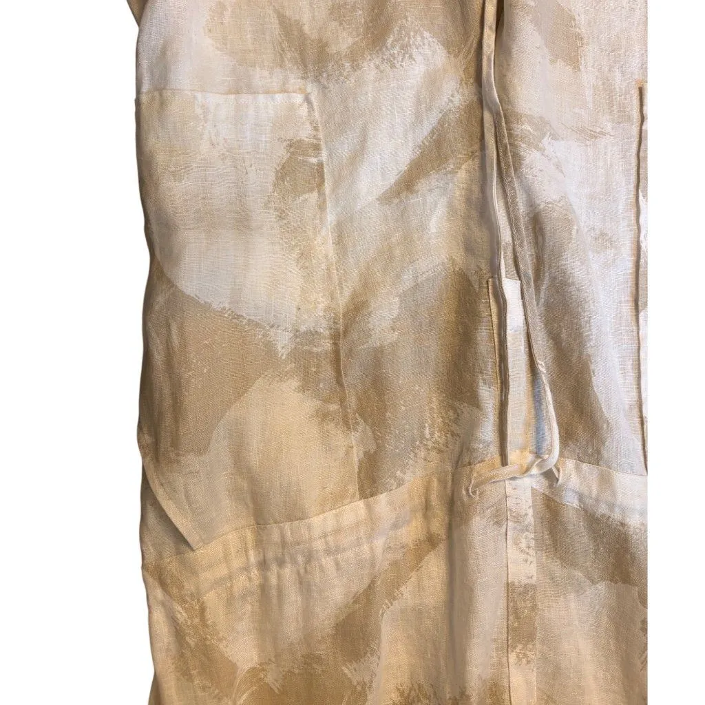 NWT DKNY Pure L 100% Linen Romper Overalls Tank Jumpsuit Lagenlook Ivory Beige - Image 3