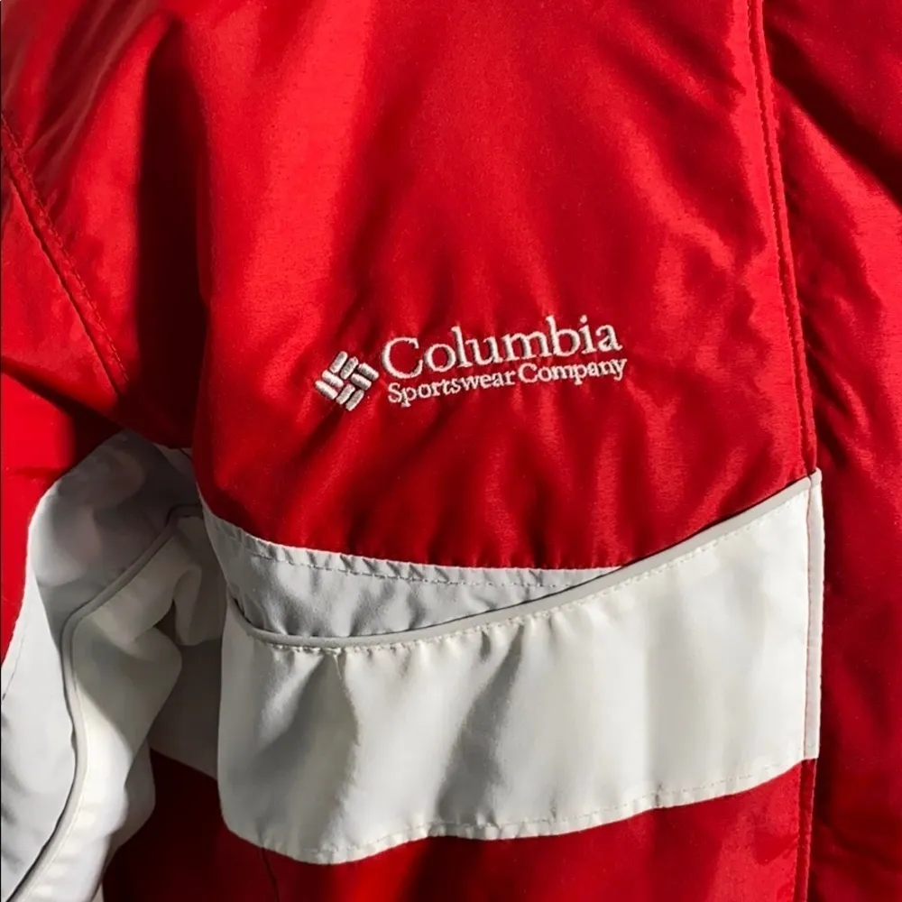 Columbia‎ RED fleece lined full zip winter coat S hooded cozy warm winter ski - Image 2