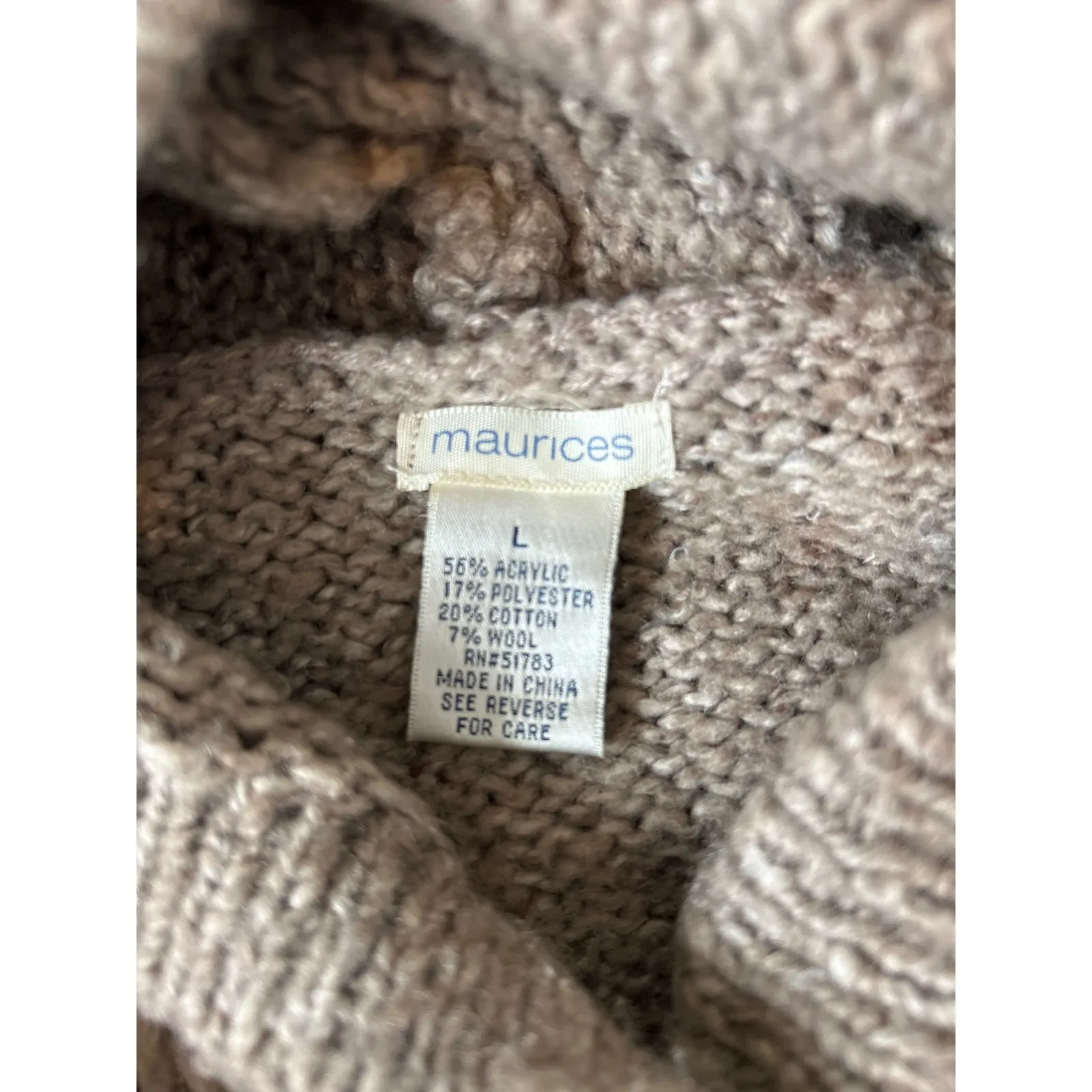 Maurices‎ Women's Knit Hooded Button Front Cardigan Sweater Beige Large - Image 3