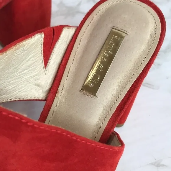 Louise et cie red orange suede strappy block heels  shoes size 8.5m - Image 3