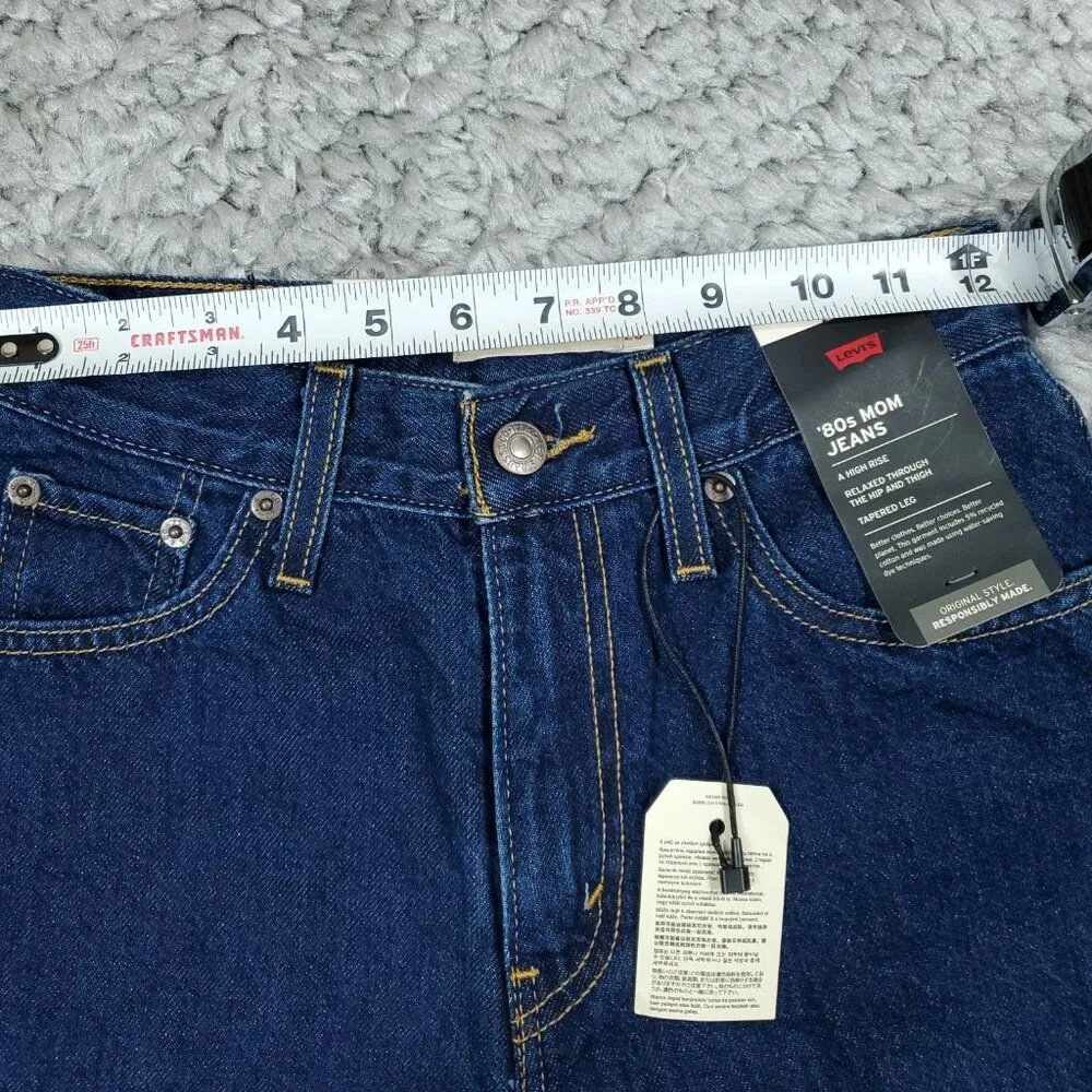Levi’s Premium 80's Mom Jeans High Rise Tapered Dark Wash Blue Size 23 x 30 - Image 9