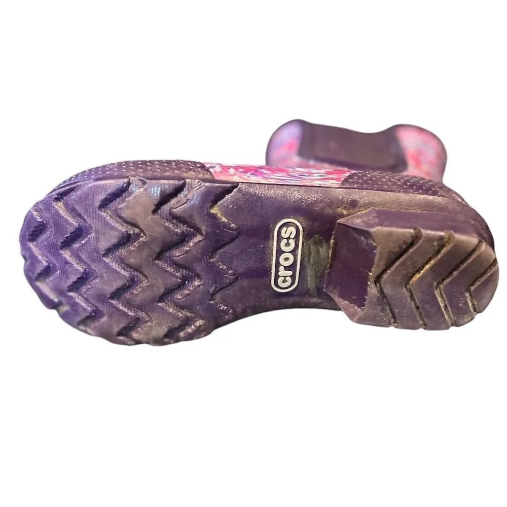 Crocs Women's Purple Floral Abstract Slip-On Rain‎ Boots Casual - Image 6