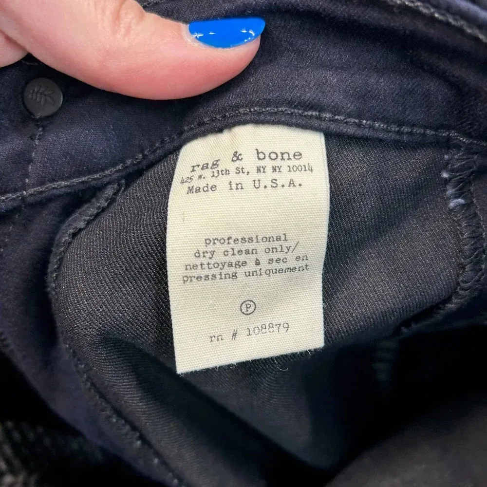 Rag and Bone Raja Midnight Embroidered Side‎ Skinny Cropped Ankle Jeans Size 26 - Image 10