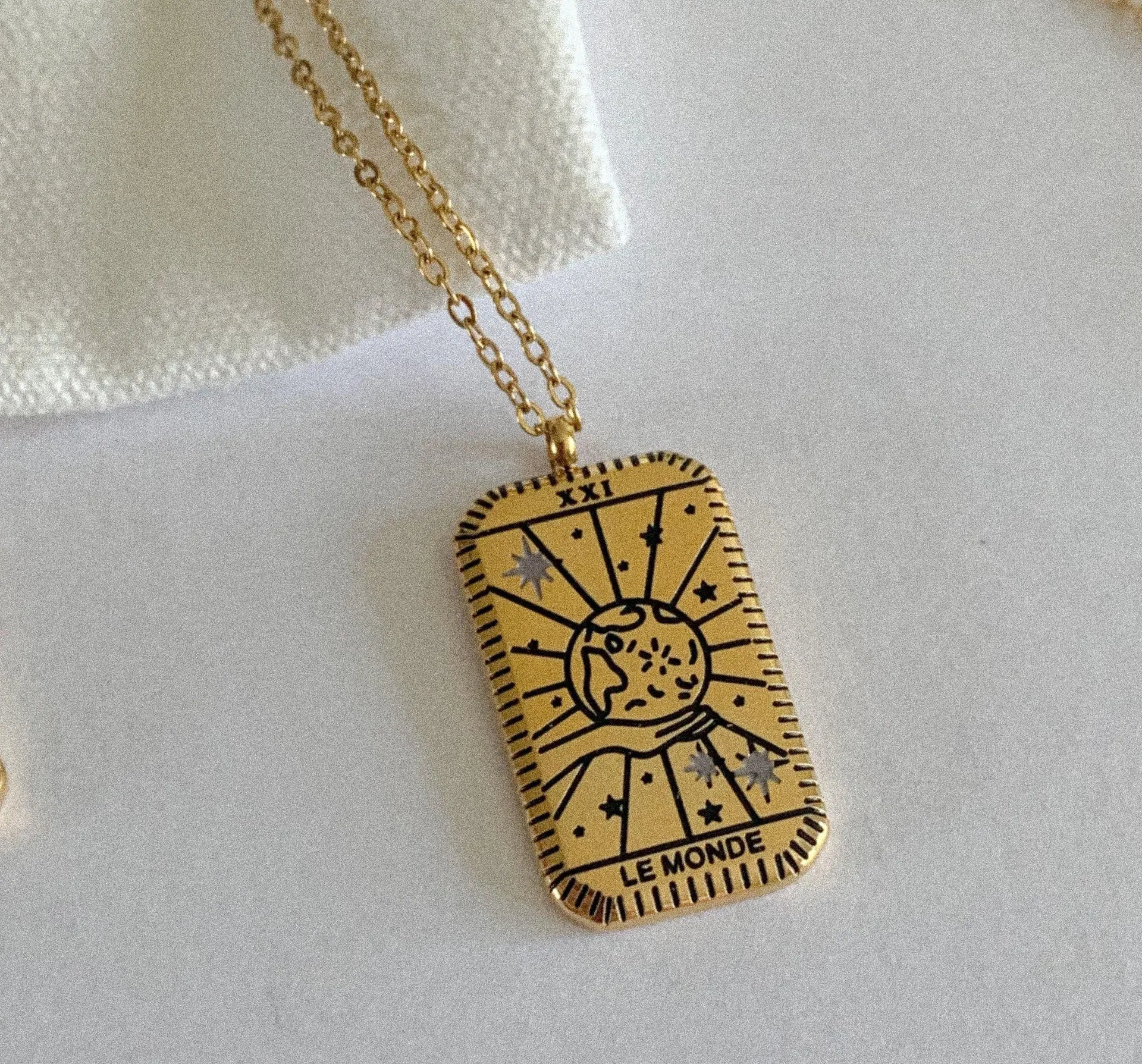 Pendant Necklace Gold Necklace Rectangle Pendant Necklace - Image 3