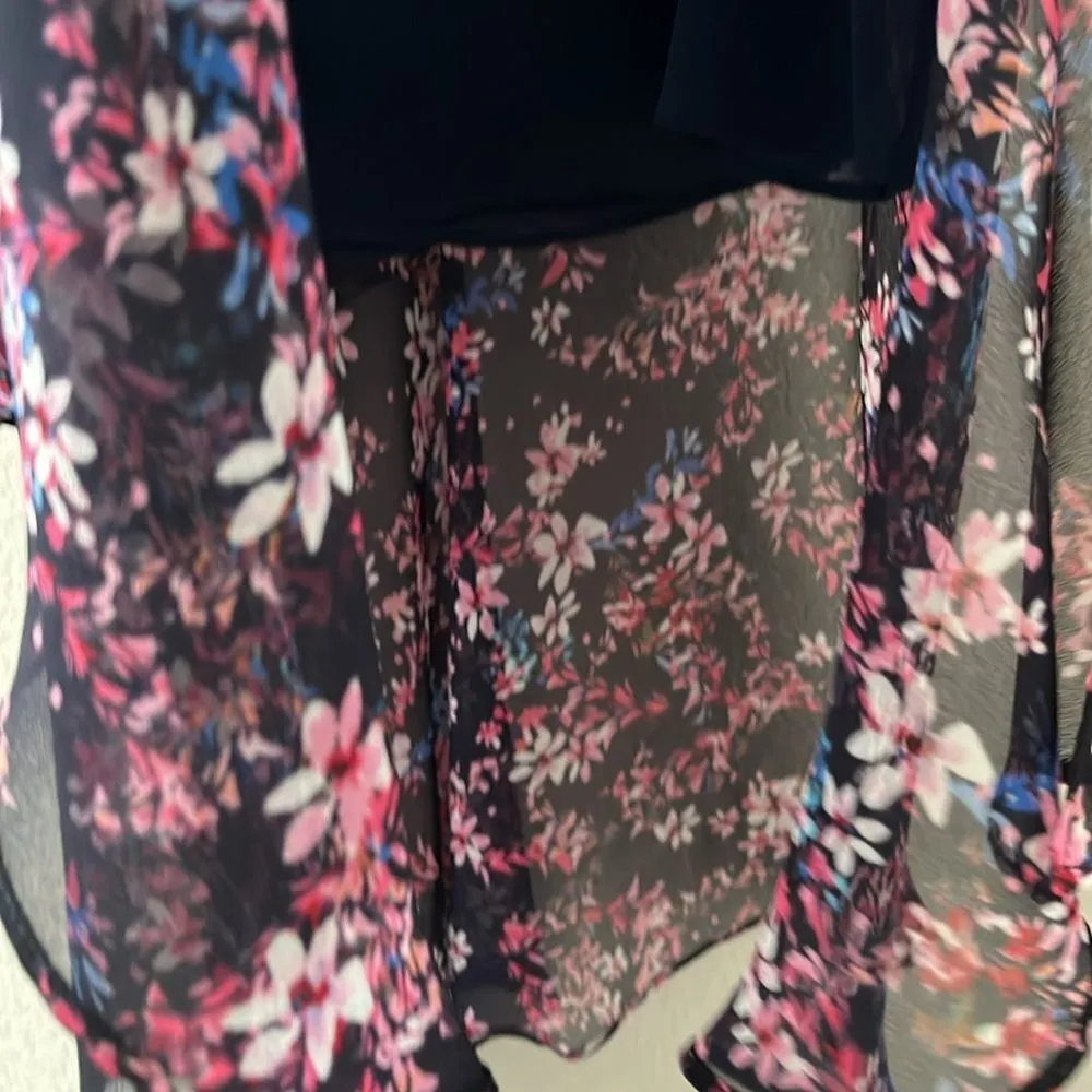 MISA Los Angeles Carmen Floral Navy Pink Ruffle Skirt, Size XS - Image 5