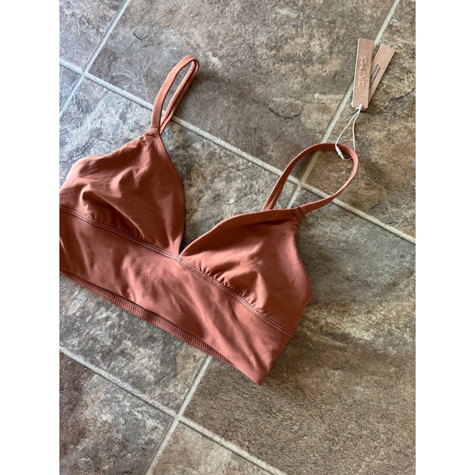 Skims Fits Everybody Triangle Longline Bralette Bronze Size Small - Image 5