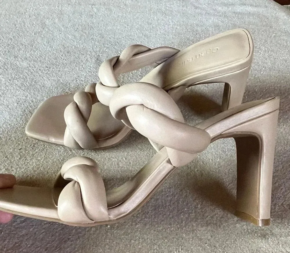 Open Edit Remmy Twist Sandal Ivory Sz 6.5M Women’s Block Heel Square Toe - Image 9