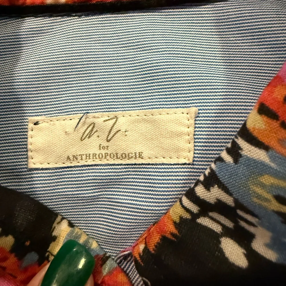 Anthropologie Red and Orange Floral Blouse - Image 2