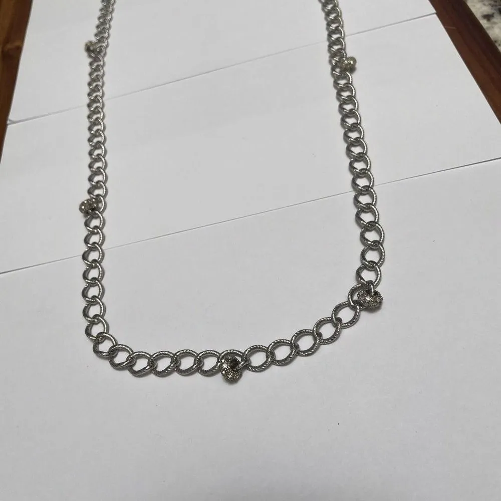 Ann Taylor LOFT Silver Tone Chain Necklace Rhinestone - Image 10