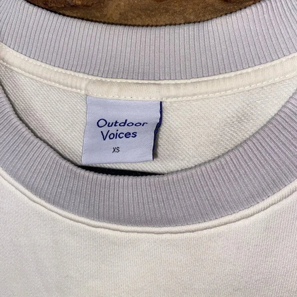 Outdoor Voices Cream White Gray Pickup Crewneck Sweatshirt Size XS Unisex - Image 6