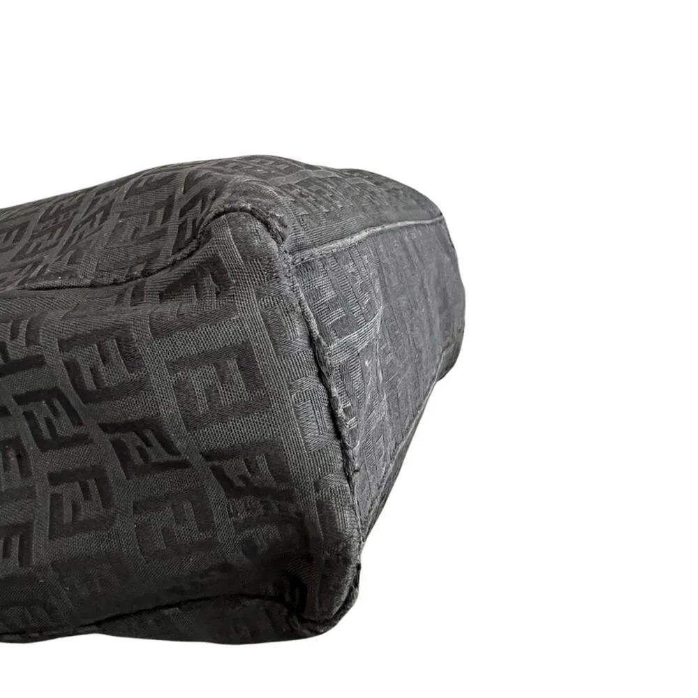 Fendi Women’s Vintage 2005 Zucchino FF Top Handle Canvas Black Silver Tote Purse - Image 10