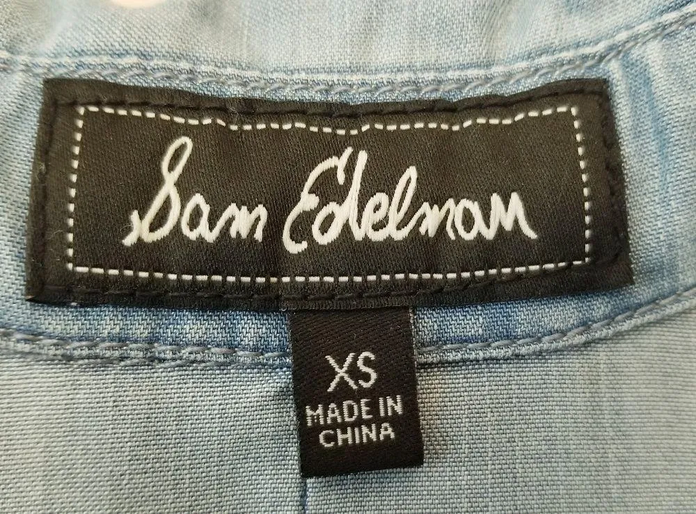 {XS} Sam Edelman Blue Chambray Blouse Button Down - Image 8