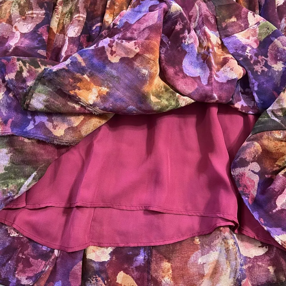 Coldwater Creek Womens Midi Skirt A Line Floral Print Pleated Lined Pink Medium - Image 6