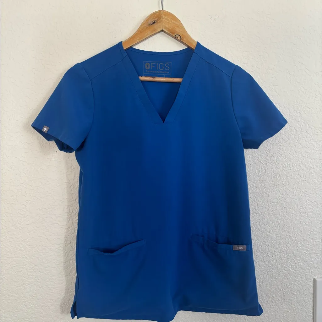 Figs Royal Blue Women's Short Sleeve Blue Top - Image 2