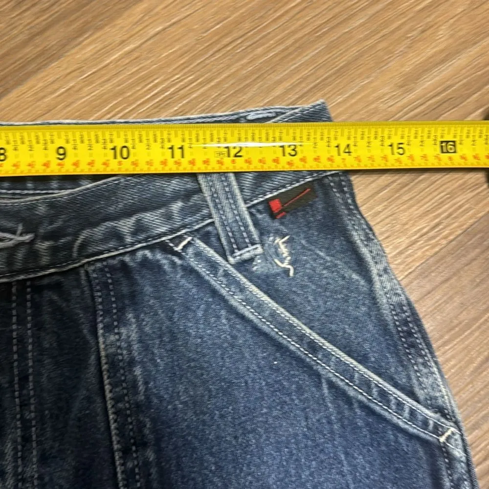 Vtg fubu 90s carpenter baggy cargo style denim jeans size 16 28” across - Image 7